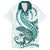 Teal Maori Tuatara Family Matching Puletasi and Hawaiian Shirt Luxury Pastel Pattern