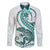 Teal Maori Tuatara Family Matching Short Sleeve Bodycon Dress and Hawaiian Shirt Luxury Pastel Pattern