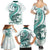 Teal Maori Tuatara Family Matching Summer Maxi Dress and Hawaiian Shirt Luxury Pastel Pattern