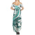 Teal Maori Tuatara Family Matching Summer Maxi Dress and Hawaiian Shirt Luxury Pastel Pattern