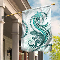 Teal Maori Tuatara Garden Flag Luxury Pastel Pattern LT01 House Flag Teal - Polynesian Pride