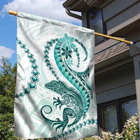 Teal Maori Tuatara Garden Flag Luxury Pastel Pattern LT01 - Polynesian Pride