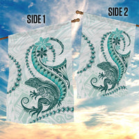 Teal Maori Tuatara Garden Flag Luxury Pastel Pattern LT01 - Polynesian Pride