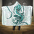 Teal Maori Tuatara Hooded Blanket Luxury Pastel Pattern