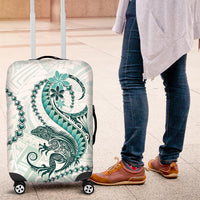 Teal Maori Tuatara Luggage Cover Luxury Pastel Pattern LT01 Teal - Polynesian Pride