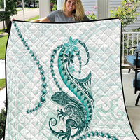 Teal Maori Tuatara Quilt Luxury Pastel Pattern LT01 Teal - Polynesian Pride