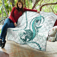 Teal Maori Tuatara Quilt Luxury Pastel Pattern LT01 - Polynesian Pride