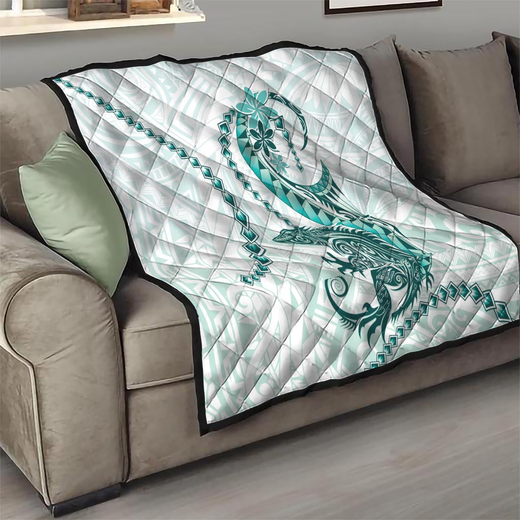 Teal Maori Tuatara Quilt Luxury Pastel Pattern LT01 - Polynesian Pride