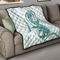 Teal Maori Tuatara Quilt Luxury Pastel Pattern LT01 - Polynesian Pride