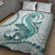 Teal Maori Tuatara Quilt Bed Set Luxury Pastel Pattern