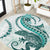 Teal Maori Tuatara Round Carpet Luxury Pastel Pattern