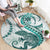 Teal Maori Tuatara Round Carpet Luxury Pastel Pattern