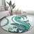 Teal Maori Tuatara Round Carpet Luxury Pastel Pattern