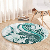 Teal Maori Tuatara Round Carpet Luxury Pastel Pattern LT01 - Polynesian Pride