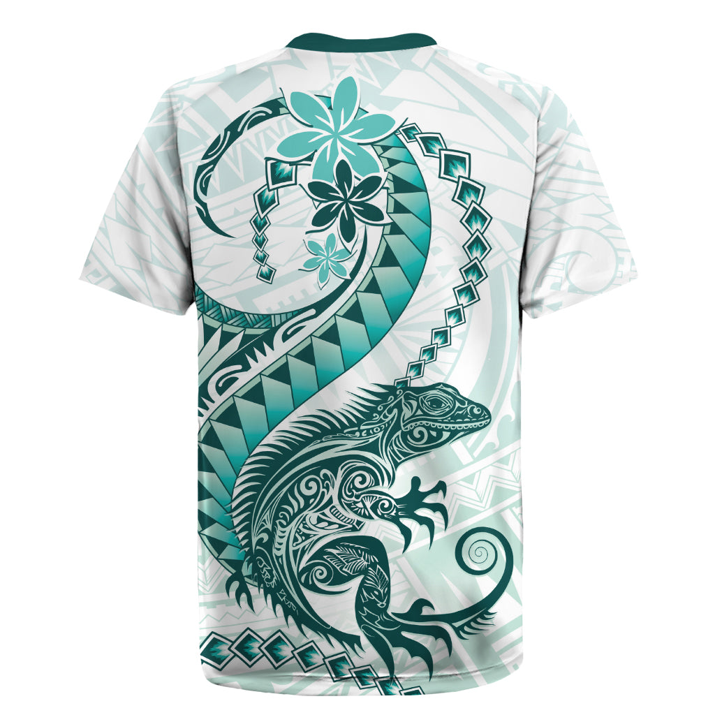 Teal Maori Tuatara Rugby Jersey Luxury Pastel Pattern LT01 - Polynesian Pride