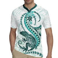 Teal Maori Tuatara Rugby Jersey Luxury Pastel Pattern LT01 - Polynesian Pride