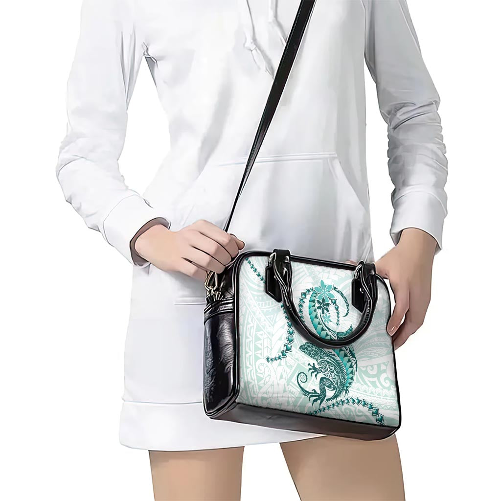 Teal Maori Tuatara Shoulder Handbag Luxury Pastel Pattern LT01 - Polynesian Pride