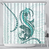 Teal Maori Tuatara Shower Curtain Luxury Pastel Pattern LT01 - Polynesian Pride