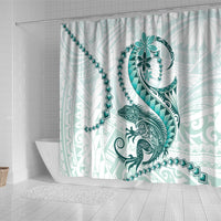 Teal Maori Tuatara Shower Curtain Luxury Pastel Pattern LT01 - Polynesian Pride