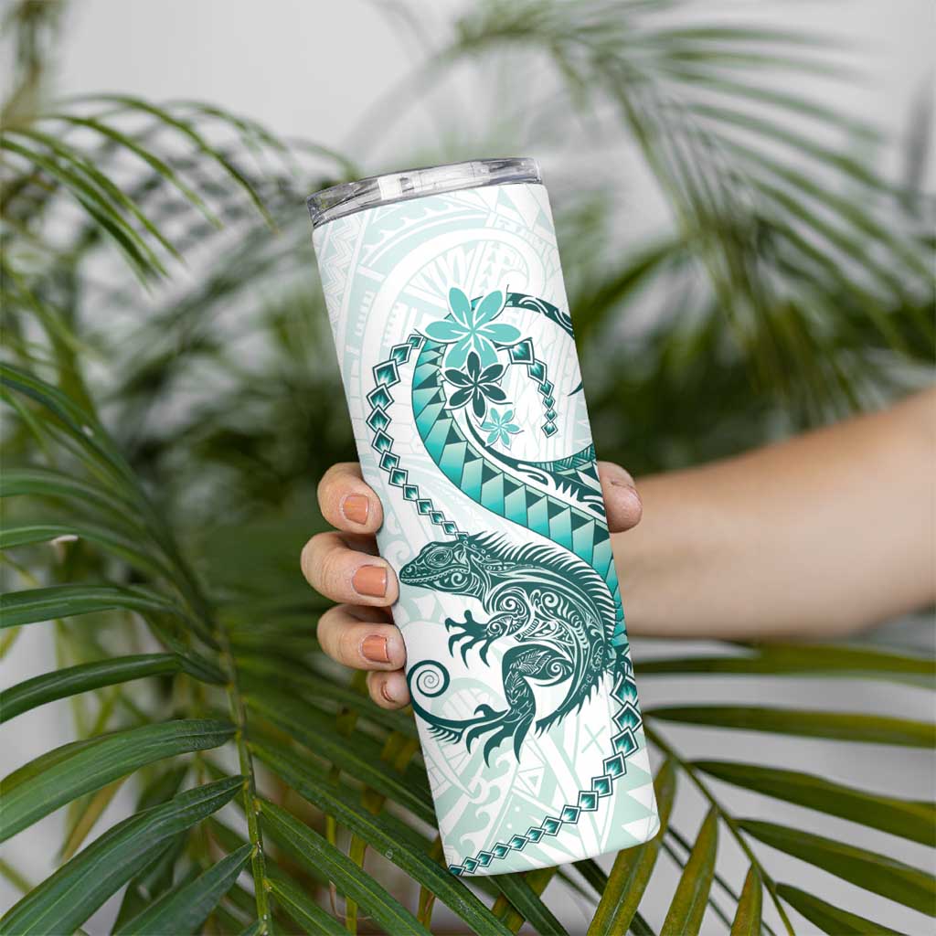 Teal Maori Tuatara Skinny Tumbler Luxury Pastel Pattern LT01 - Polynesian Pride
