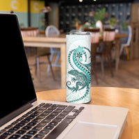 Teal Maori Tuatara Skinny Tumbler Luxury Pastel Pattern LT01 - Polynesian Pride