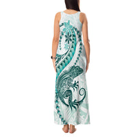 Teal Maori Tuatara Tank Maxi Dress Luxury Pastel Pattern LT01 - Polynesian Pride