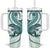 Teal Maori Tuatara Tumbler With Handle Luxury Pastel Pattern