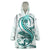 Teal Maori Tuatara Wearable Blanket Hoodie Luxury Pastel Pattern