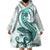 Teal Maori Tuatara Wearable Blanket Hoodie Luxury Pastel Pattern