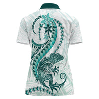 Teal Maori Tuatara Women Polo Shirt Luxury Pastel Pattern LT01 - Polynesian Pride