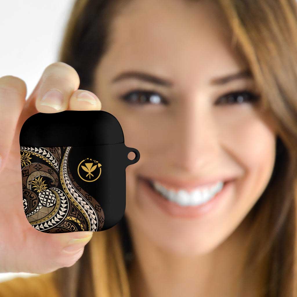 Hawaii Pineapple Brown Tribal Pattern AirPods Case LT01 Brown - Polynesian Pride