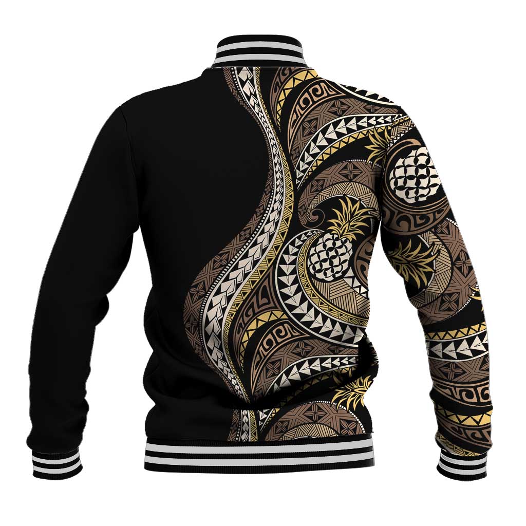 Hawaii Pineapple Brown Tribal Pattern Baseball Jacket LT01 - Polynesian Pride