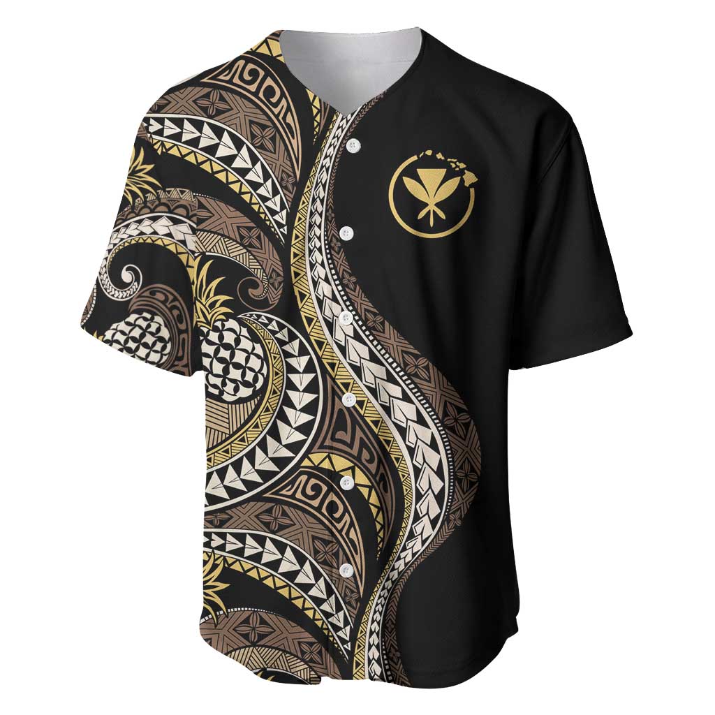 Hawaii Pineapple Brown Tribal Pattern Baseball Jersey LT01 Brown - Polynesian Pride