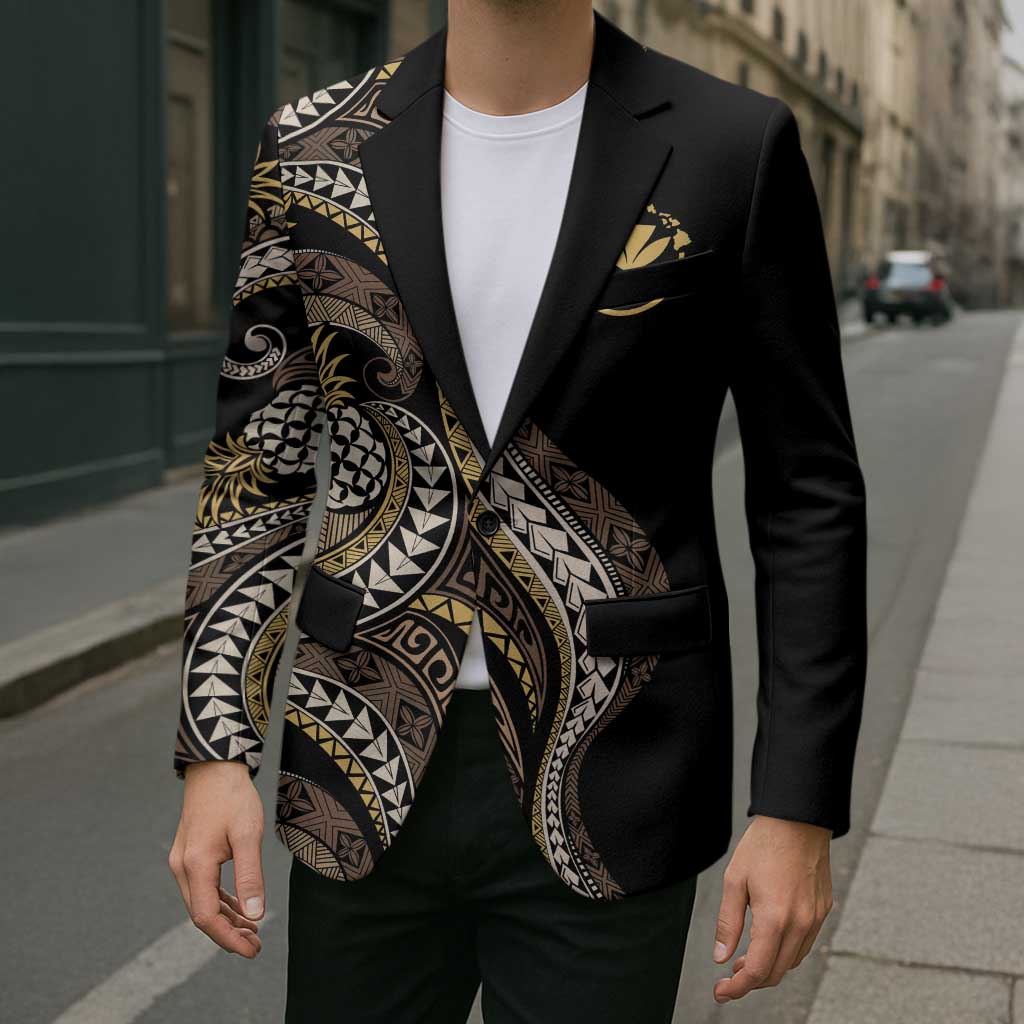 Hawaii Pineapple Brown Tribal Pattern Blazer LT01 - Polynesian Pride