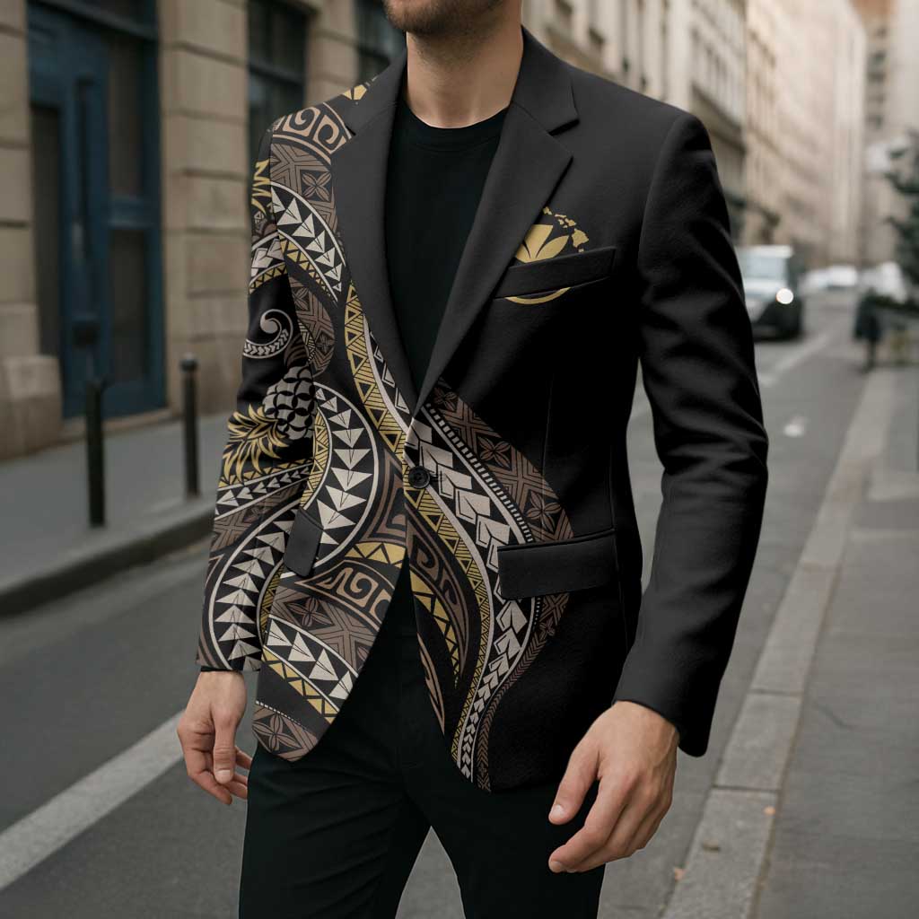 Hawaii Pineapple Brown Tribal Pattern Blazer LT01 - Polynesian Pride