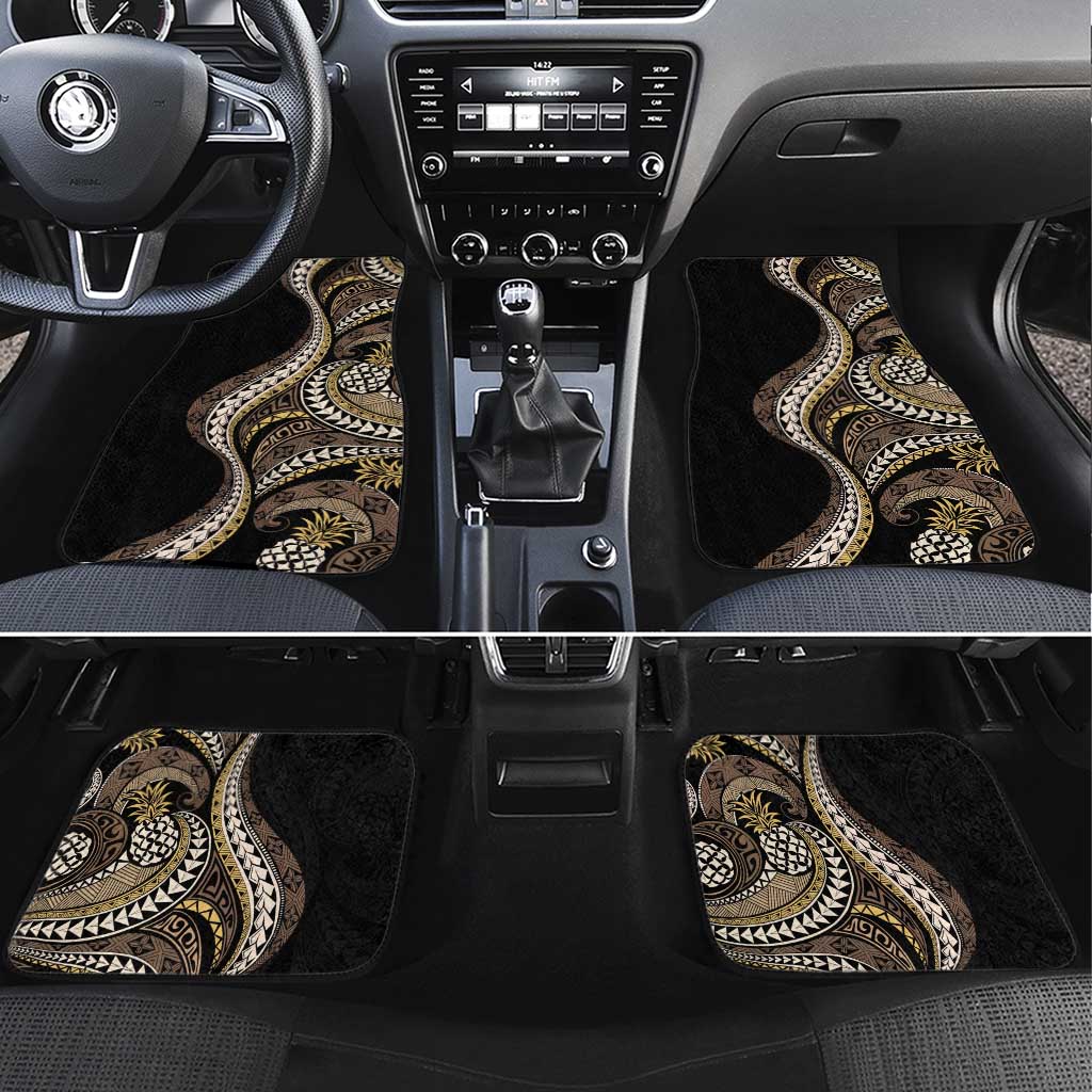 Hawaii Pineapple Brown Tribal Pattern Car Mats LT01 Set 4pcs Brown - Polynesian Pride