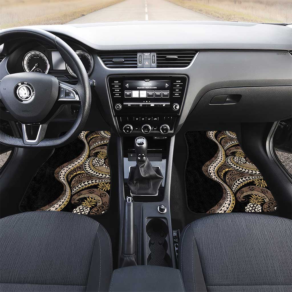 Hawaii Pineapple Brown Tribal Pattern Car Mats LT01 Set 2pcs - Front Brown - Polynesian Pride