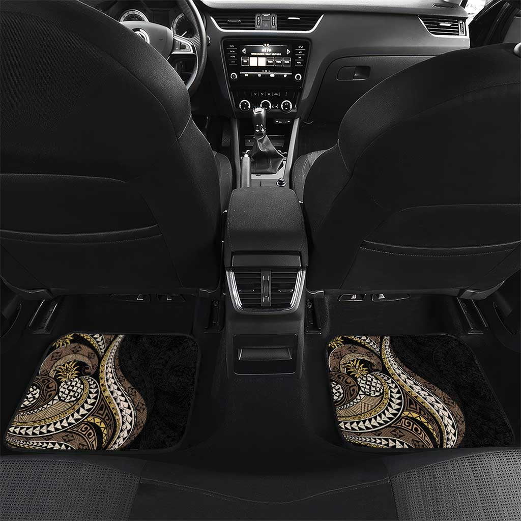 Hawaii Pineapple Brown Tribal Pattern Car Mats LT01 Set 2pcs - Back Brown - Polynesian Pride