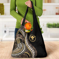 Hawaii Pineapple Brown Tribal Pattern Grocery Bag LT01 - Polynesian Pride