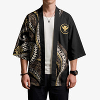 Hawaii Pineapple Brown Tribal Pattern Kimono LT01 - Polynesian Pride