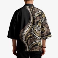 Hawaii Pineapple Brown Tribal Pattern Kimono LT01 - Polynesian Pride