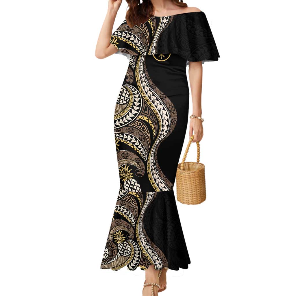 Hawaii Pineapple Brown Tribal Pattern Mermaid Dress LT01 Women Brown - Polynesian Pride