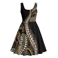 Hawaii Pineapple Brown Tribal Pattern Midi Dress LT01 - Polynesian Pride