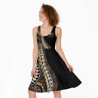 Hawaii Pineapple Brown Tribal Pattern Midi Dress LT01 - Polynesian Pride