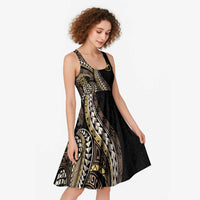 Hawaii Pineapple Brown Tribal Pattern Midi Dress LT01 - Polynesian Pride