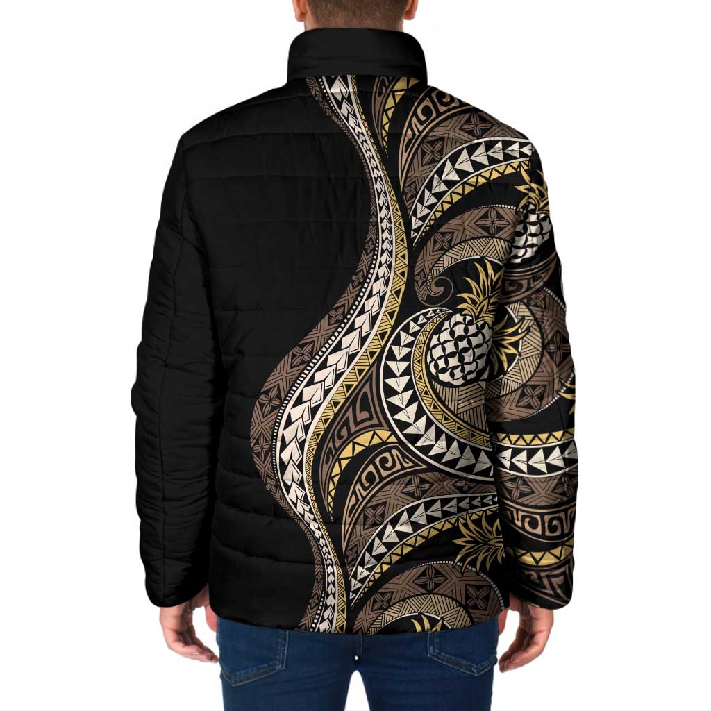 Hawaii Pineapple Brown Tribal Pattern Padded Jacket LT01 - Polynesian Pride