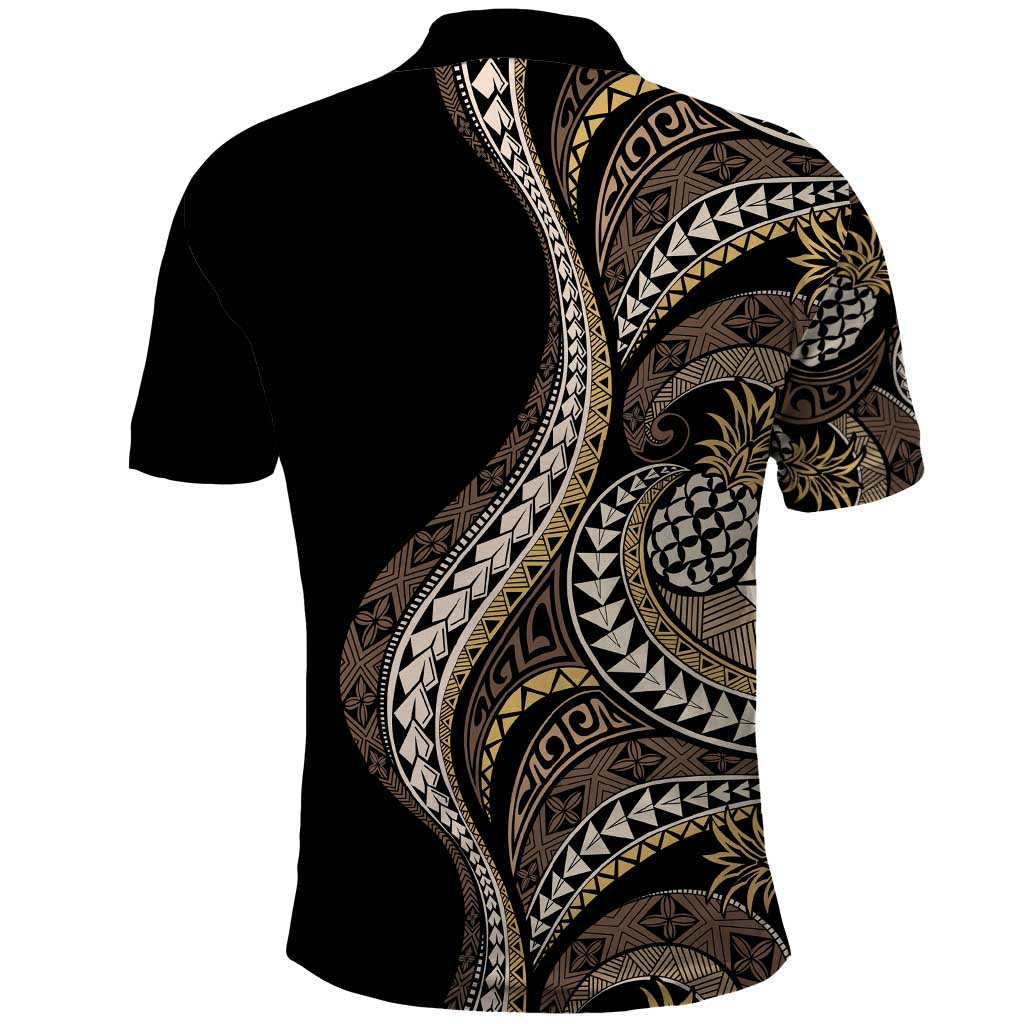 Hawaii Pineapple Brown Tribal Pattern Polo Shirt LT01 - Polynesian Pride