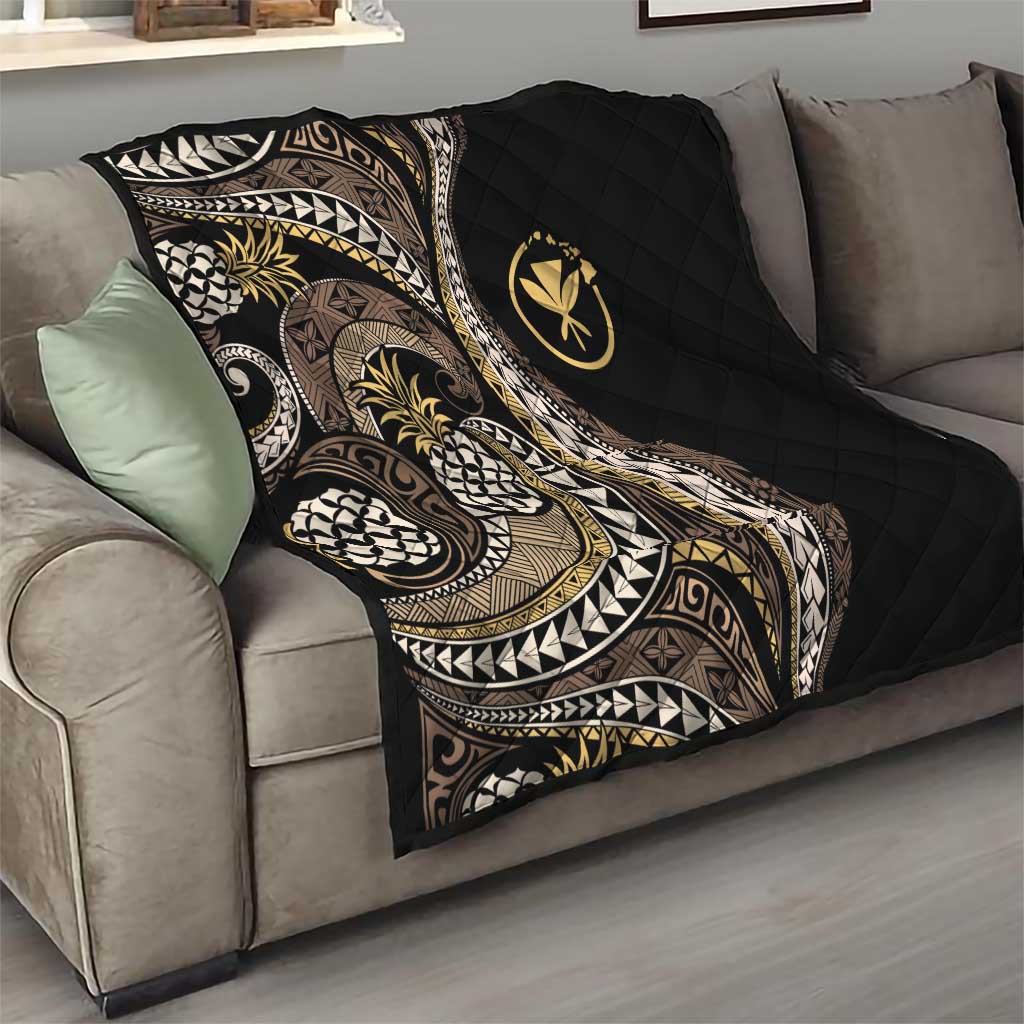 Hawaii Pineapple Brown Tribal Pattern Quilt LT01 - Polynesian Pride