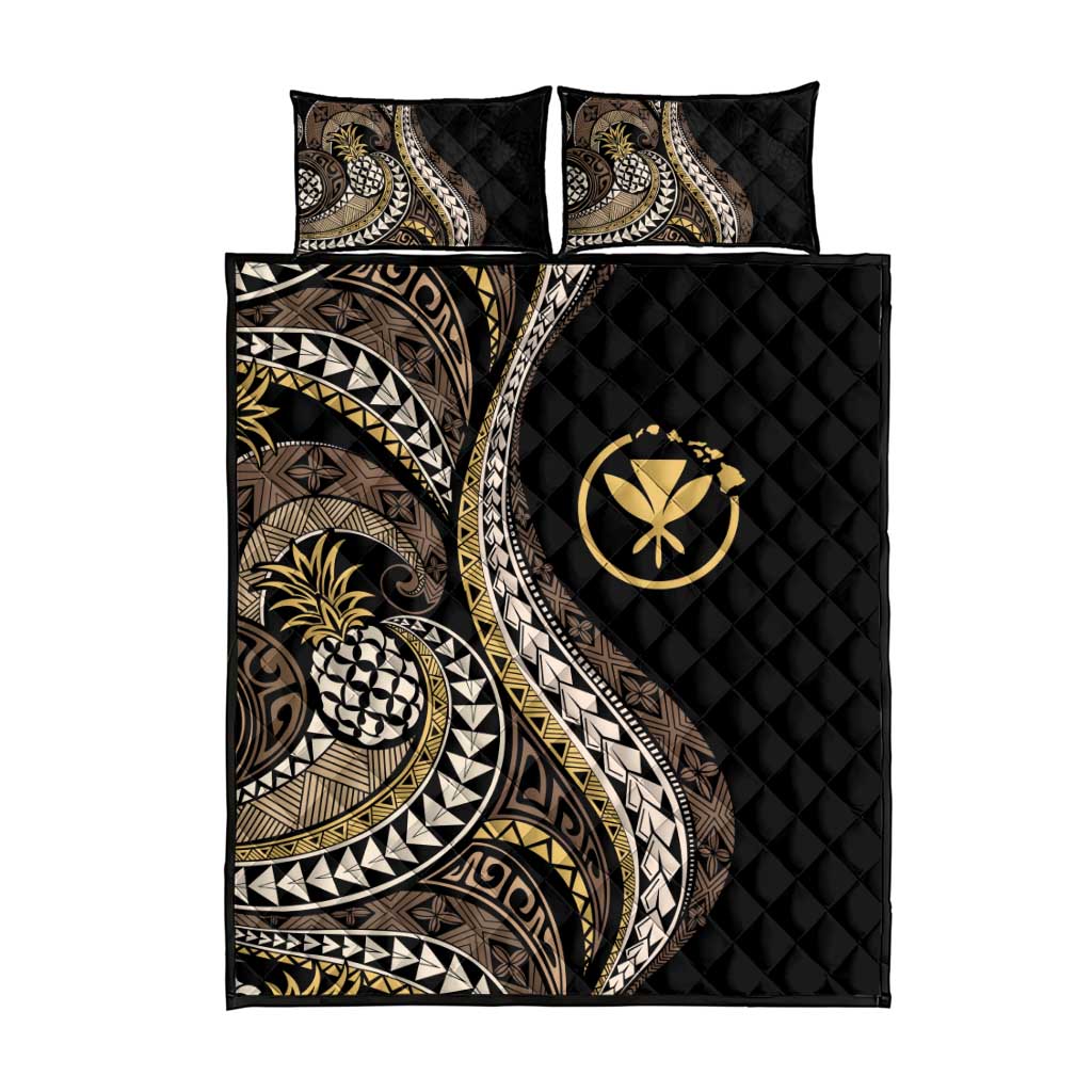 Hawaii Pineapple Brown Tribal Pattern Quilt Bed Set LT01 - Polynesian Pride
