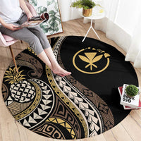 Hawaii Pineapple Brown Tribal Pattern Round Carpet LT01 - Polynesian Pride